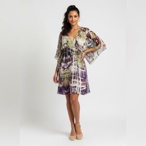 Alberto Makali Purple and Green Mini Dress